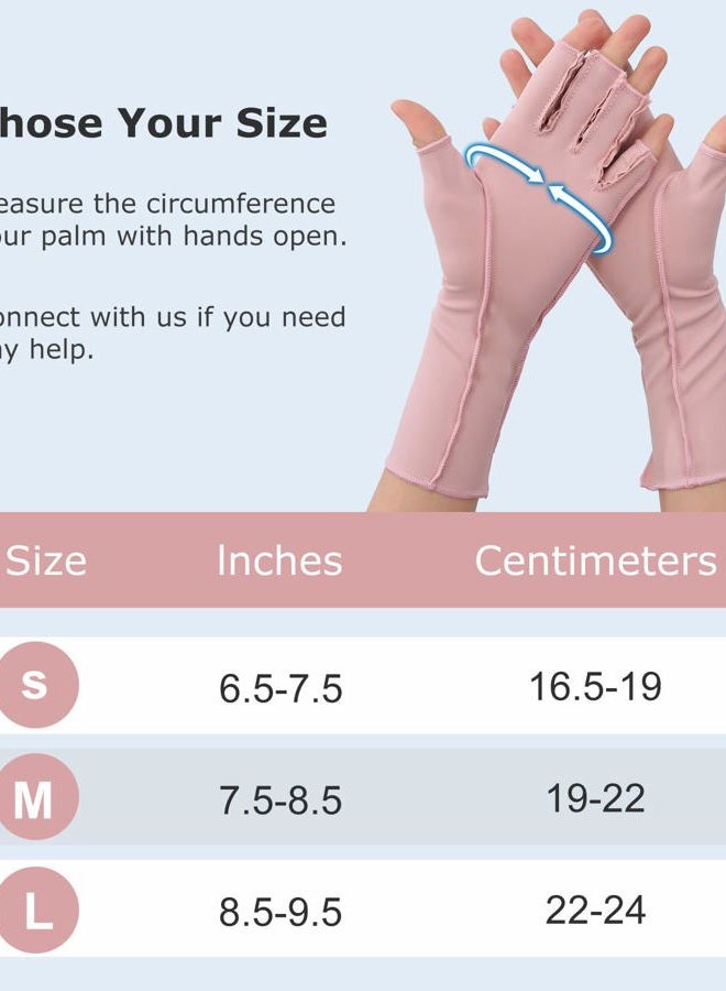 NURCOM Compression Arthritis Gloves, Rheumatoid Pain Relief Compression Gloves for Women & Men, Premium Fingerless Circulation Gloves for Arthritis & Joint Pain, Swelling, Tendonitis, 1 Pair Pink S - Image 2