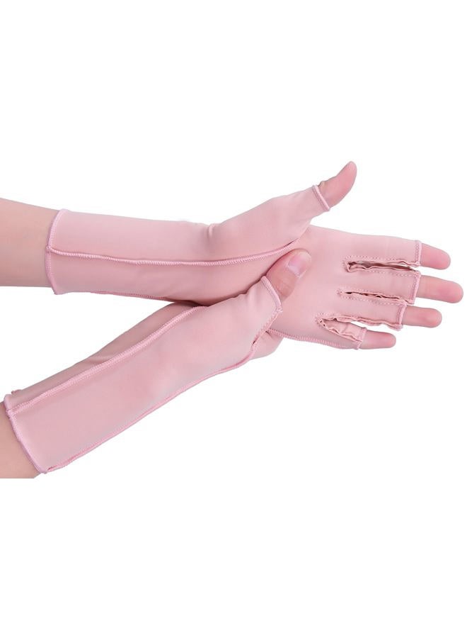 NURCOM Compression Arthritis Gloves, Rheumatoid Pain Relief Compression Gloves for Women & Men, Premium Fingerless Circulation Gloves for Arthritis & Joint Pain, Swelling, Tendonitis, 1 Pair Pink S - Image 1