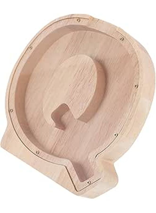 Wooden Piggy Bank Letter Q Alphabet Coin Bank Money Saving Box For Boys DIY Storage - Image 1