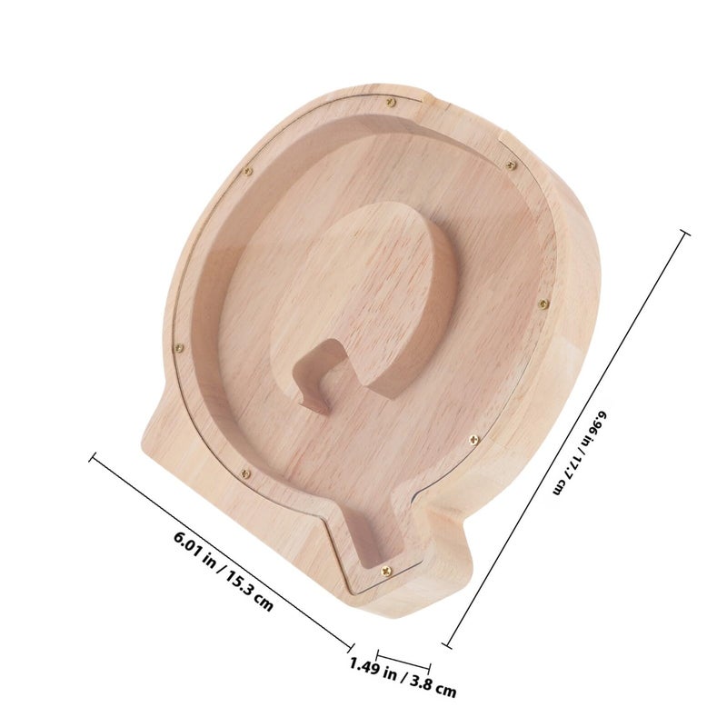 Wooden Piggy Bank Letter Q Alphabet Coin Bank Money Saving Box For Boys DIY Storage - Image 3