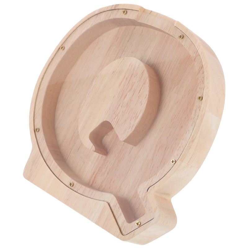 Wooden Piggy Bank Letter Q Alphabet Coin Bank Money Saving Box For Boys DIY Storage - Image 2