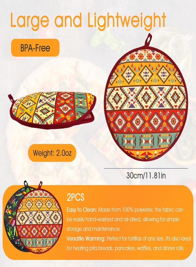 MOASIOP 2 Pack 12 Inch Large Tortilla Warmers | Orange/Black Insulated Microwaveable Fabric Pouch | Keeps Tacos, Naan, Pizza & Flour Tortillas Warm for Hours | Ideal for Family Feasts & Gatherings - Image 2