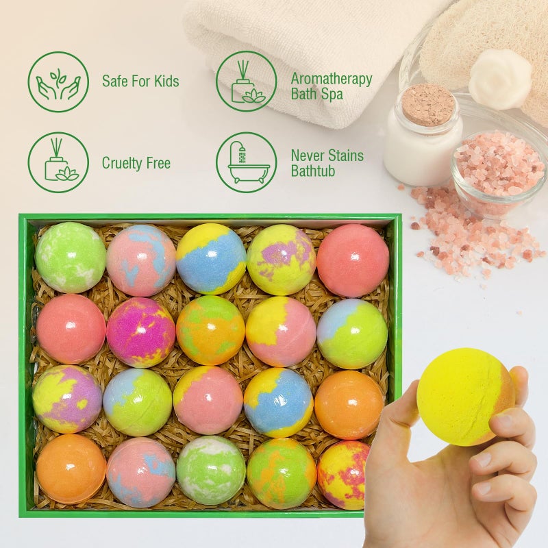 Excalla Bath Bombs for Kids with Surprise Toys Inside, 20 Pack Kids Bath Bombs with Glow in The Dark Toys, Natural Handmade Bubble Bath Fizzy Ball, Birthday Christmas Gift Set for Girls Boys - Image 5