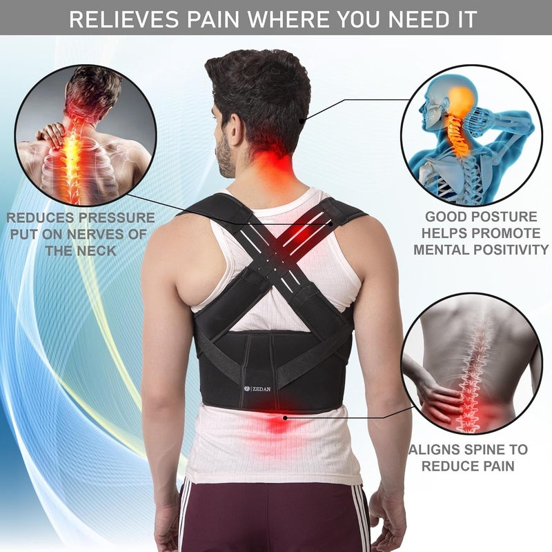 ZEDAN Neoprene Posture Corrector Back Support Belt | Posture Corrector Belt For Back & Shoulder | Back Straightener Brace For Spine & Body Posture Correction | For Men & Women | Free Size (Style 03) - Image 4