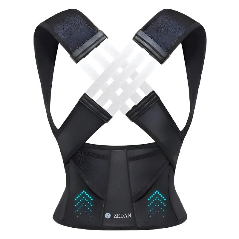 ZEDAN Neoprene Posture Corrector Back Support Belt | Posture Corrector Belt For Back & Shoulder | Back Straightener Brace For Spine & Body Posture Correction | For Men & Women | Free Size (Style 03) - Image 2