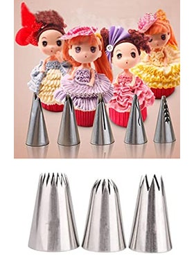 S.B. ANJALI SHALU BHAI SB ANJALI SHALU BHAI 5pcs Russian Tulip Icing Piping Nozzles Cake Decoration 3 Big Russian Nozzle Heavy Duty Tips Cooking for Cup Cake Muffin Cake Icing Piping and Decoration  - Image 1