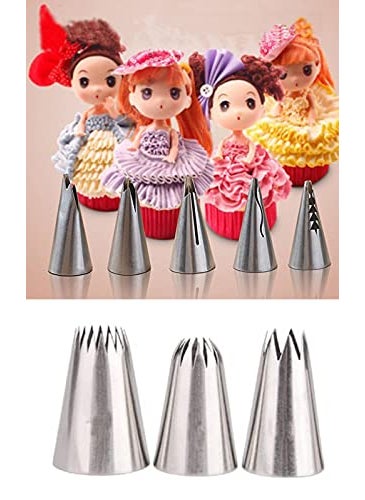 S.B. ANJALI SHALU BHAI SB ANJALI SHALU BHAI 5pcs Russian Tulip Icing Piping Nozzles Cake Decoration 3 Big Russian Nozzle Heavy Duty Tips Cooking for Cup Cake Muffin Cake Icing Piping and Decoration  - Image 1