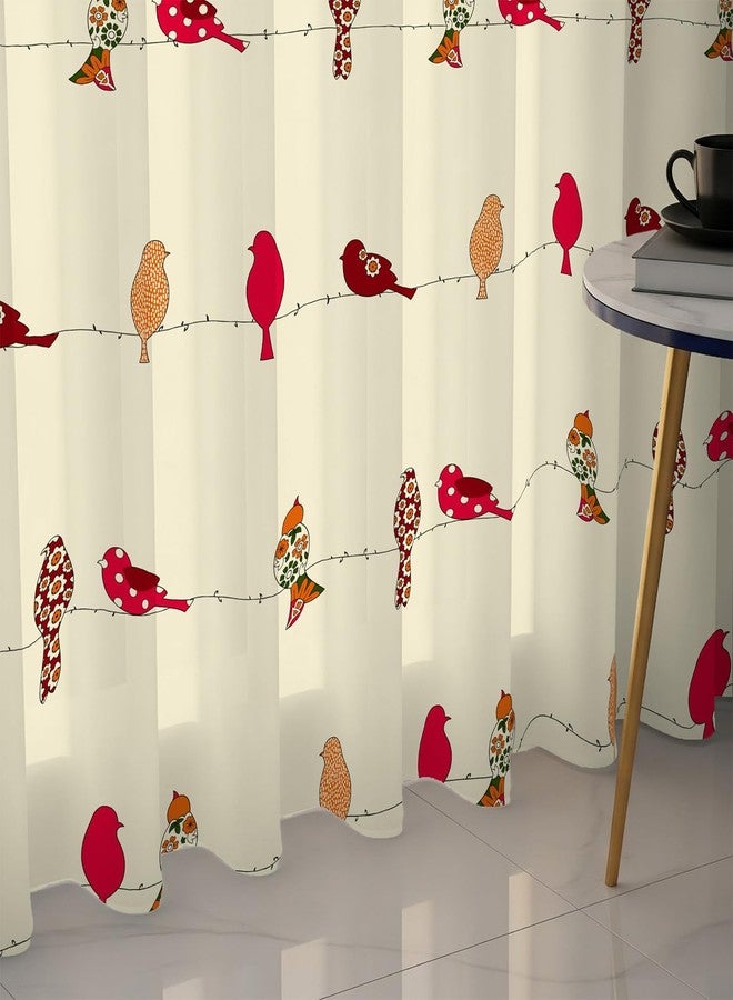 Urban Space ستائر Urban Space المصنوعة من القطن بنسبة 100% والقابلة للتخصيص، ستائر قطنية مزخرفة تحجب الضوء بنسبة 60-65%، طقم من قطعتين مع حلقات معدنية ورباط خلفي (لون أحمر بنقشة الطائر الطنان). - Image 1