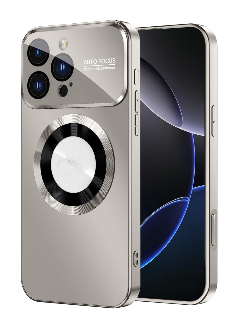 Magnetic case for iPhone 16 Pro Max, camera lens protector with full window cover, visual identity, scratch-resistant scrub, waterproof sweat-resistant slim - Titanium