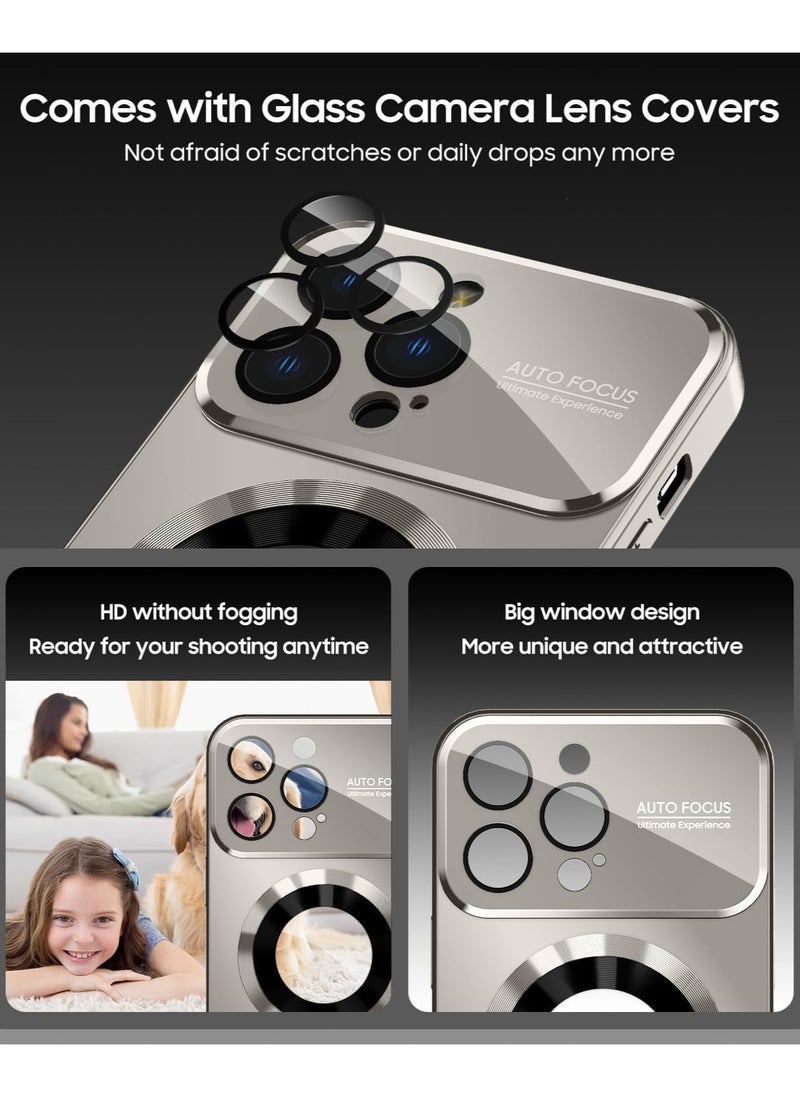 Magnetic case for iPhone 16 Pro Max, camera lens protector with full window cover, visual identity, scratch-resistant scrub, waterproof sweat-resistant slim - Titanium