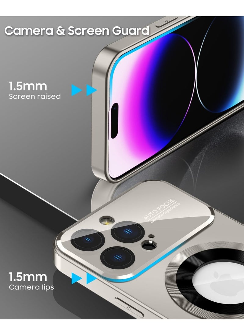 Magnetic case for iPhone 16 Pro Max, camera lens protector with full window cover, visual identity, scratch-resistant scrub, waterproof sweat-resistant slim - Titanium