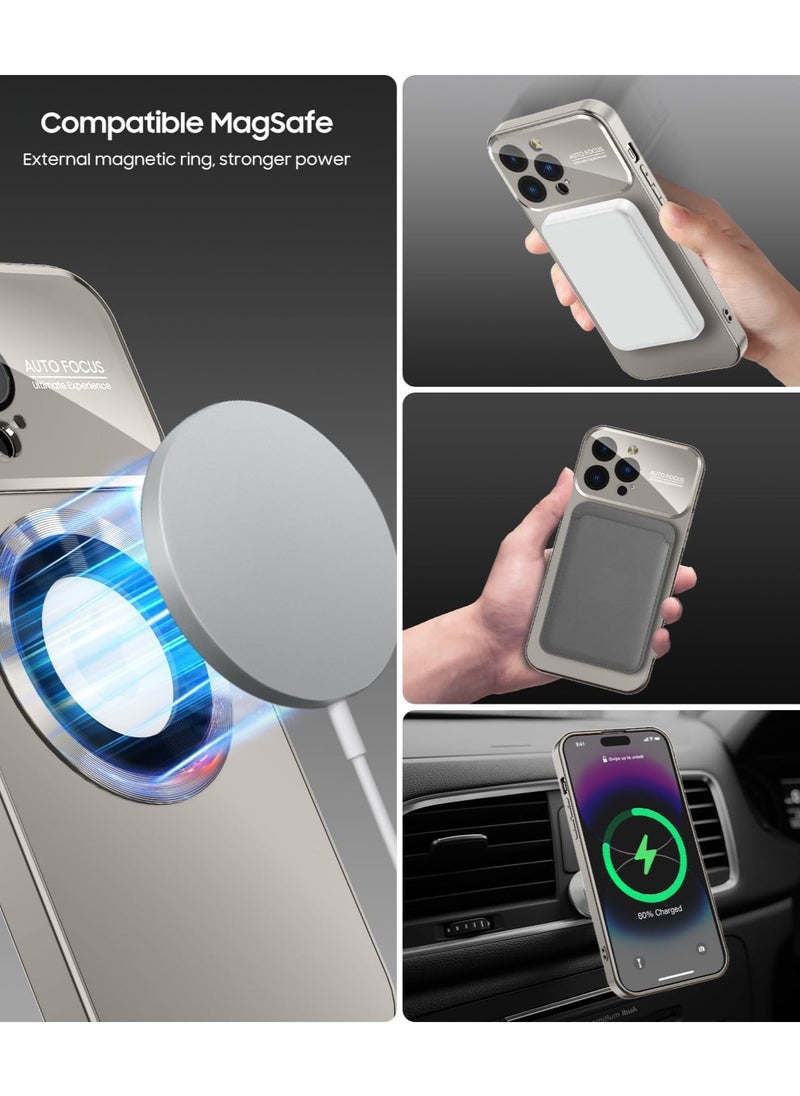 Magnetic case for iPhone 16 Pro Max, camera lens protector with full window cover, visual identity, scratch-resistant scrub, waterproof sweat-resistant slim - Titanium