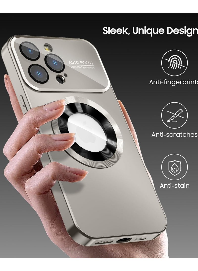 Magnetic case for iPhone 16 Pro Max, camera lens protector with full window cover, visual identity, scratch-resistant scrub, waterproof sweat-resistant slim - Titanium