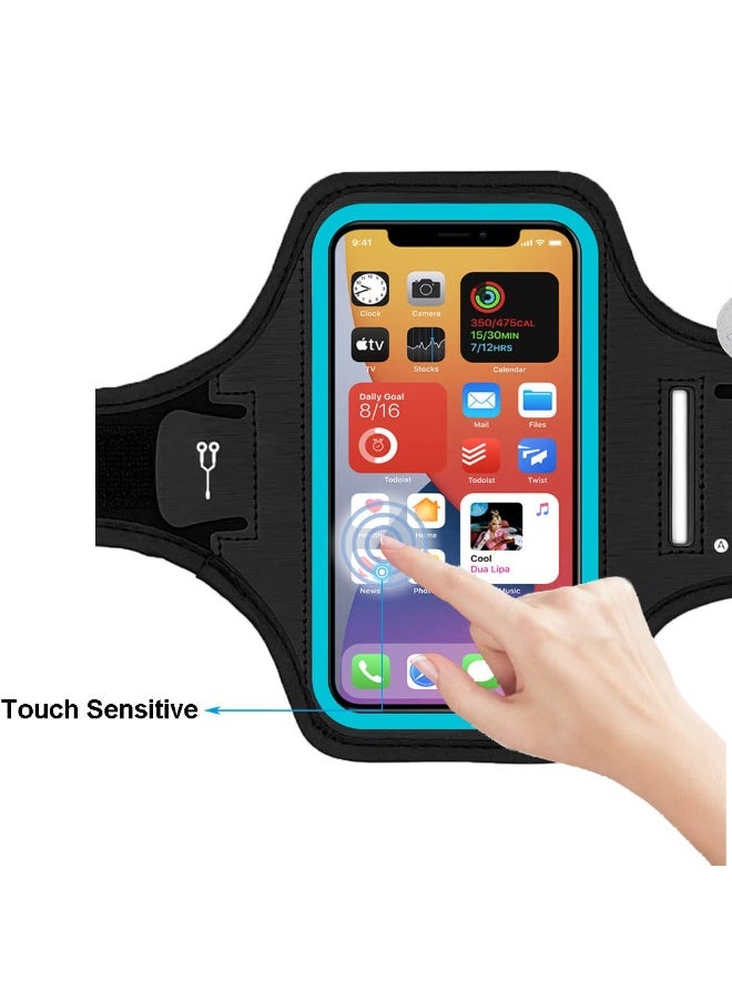 Water Resistant Running Phone Armband – Adjustable Arm Holder with Key Pocket & AirPods Slot, Fits 6.8‑inch Phones, 21‑36 cm, Black - Image 3