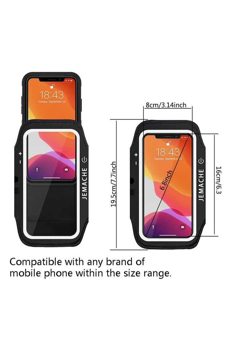 Water Resistant Running Phone Armband – Adjustable Arm Holder with Key Pocket & AirPods Slot, Fits 6.8‑inch Phones, 21‑36 cm, Black - Image 2