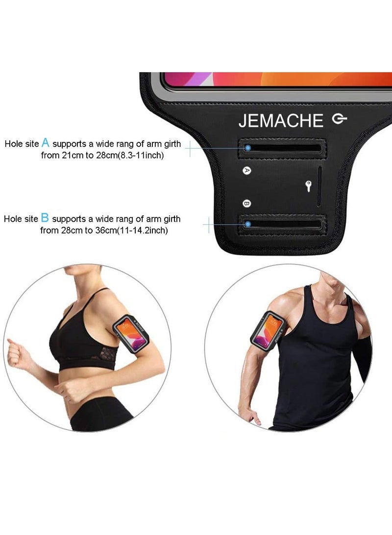 Water Resistant Running Phone Armband – Adjustable Arm Holder with Key Pocket & AirPods Slot, Fits 6.8‑inch Phones, 21‑36 cm, Black - Image 5