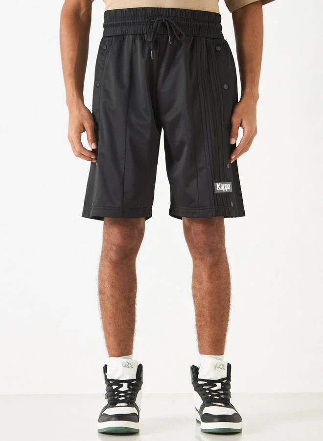 Kappa Logo Applique Shorts with Drawstring Closure and Button Detail