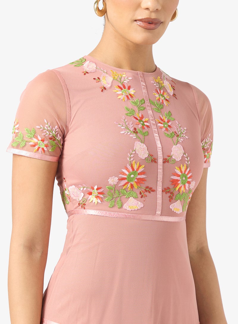 فروك اند فرل فستان طبقات بتفاصيل زهور - Image 3