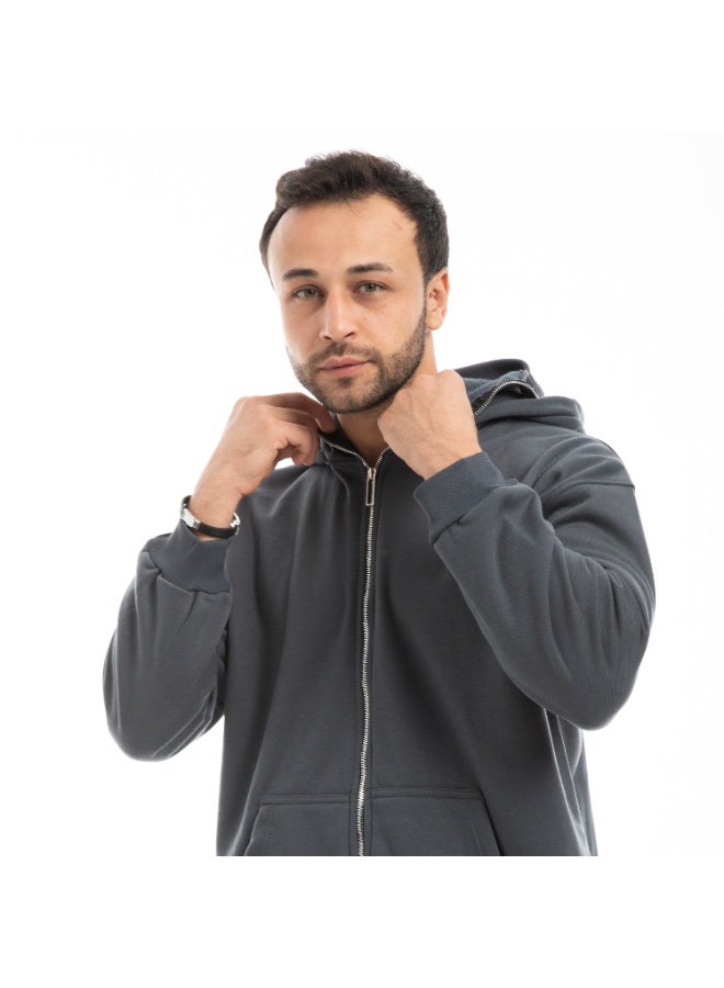 Caesar Men's oversized hoodie with a hood and zipper - Image 4