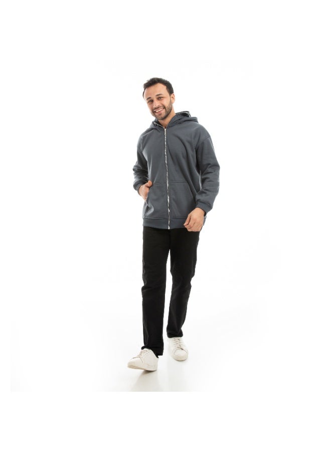 Caesar Men's oversized hoodie with a hood and zipper - Image 3