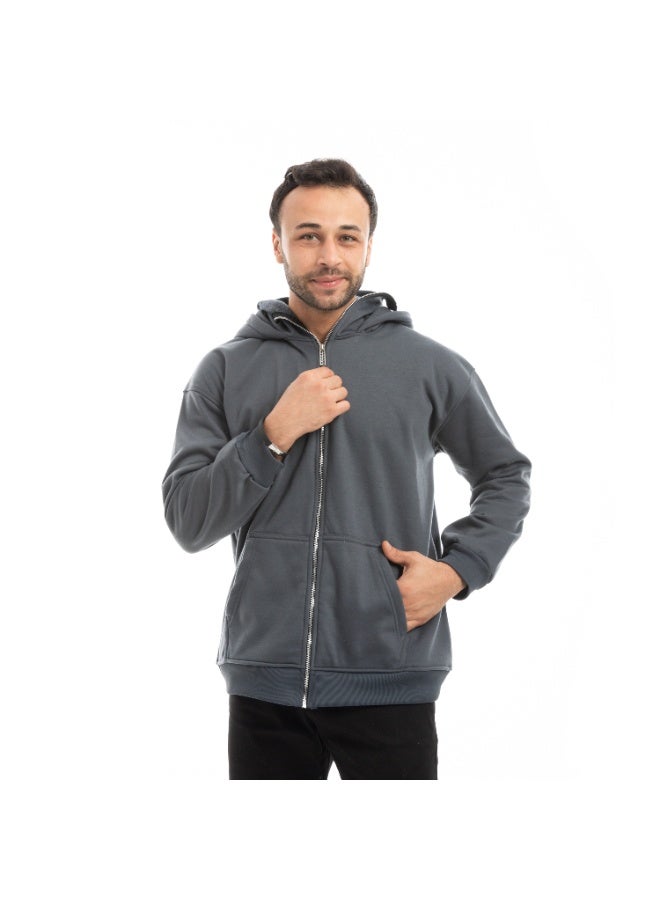 Caesar Men's oversized hoodie with a hood and zipper - Image 1