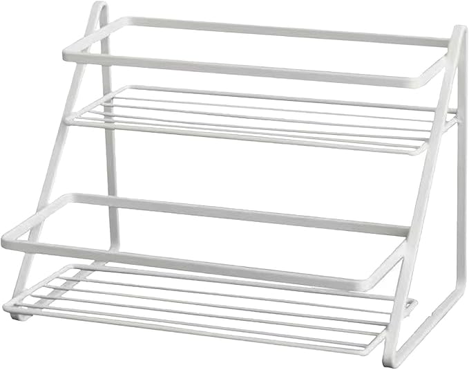 White 2 Tier Metal Storage Rack For Kitchen Countertop Bathroom And Office - Image 1