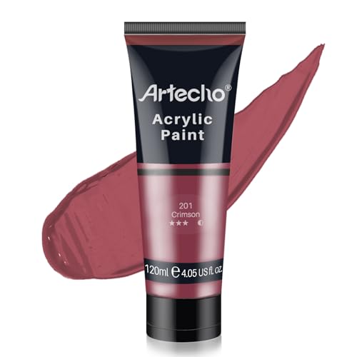 Artecho Red Acrylic Paint, Crimson Red Paint (120ml / 4.05oz) Tubes, Art Craft Paints for Canvas, Rock, Stone, Wood, Fabric, Art Supplies - Image 1
