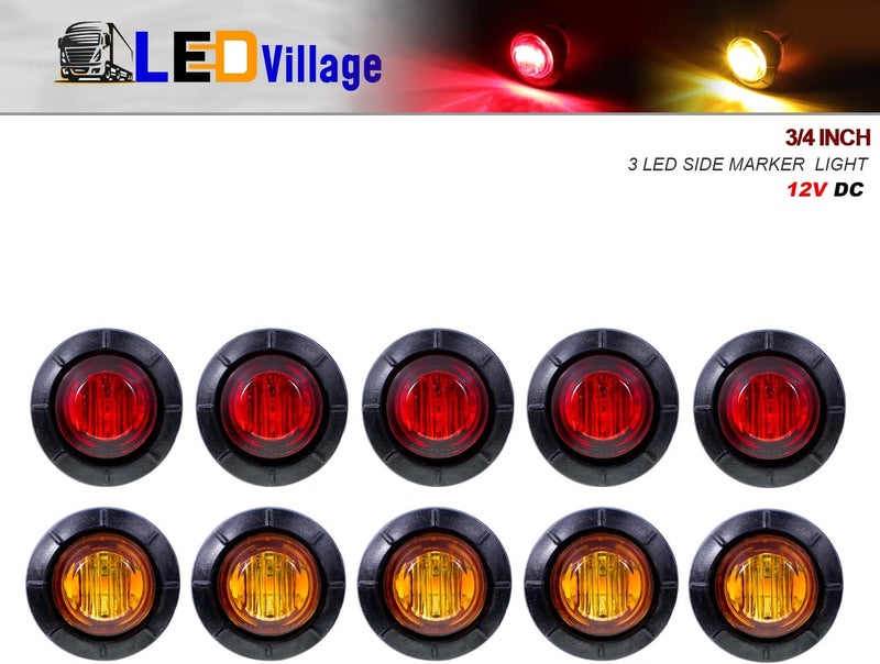 Ledvillage علامات LED للتخليص من Ledvillage 10 قطع TMH 3/4" بوصة - 5 برتقالي و 5 أحمر - Image 2