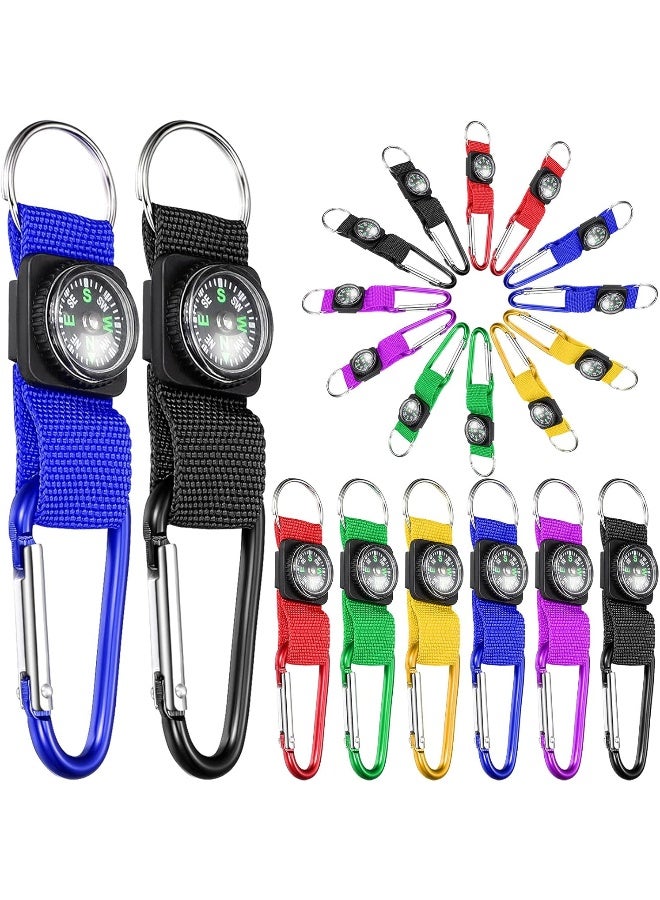 TOODOO 36 Pieces Compass Keychain Bulk Carabiner Belt Clips Adventure Explorer Party Favors Outdoors Camping Theme Birthday Party Favors School Map Project Prizes Toys for Kids - Image 1