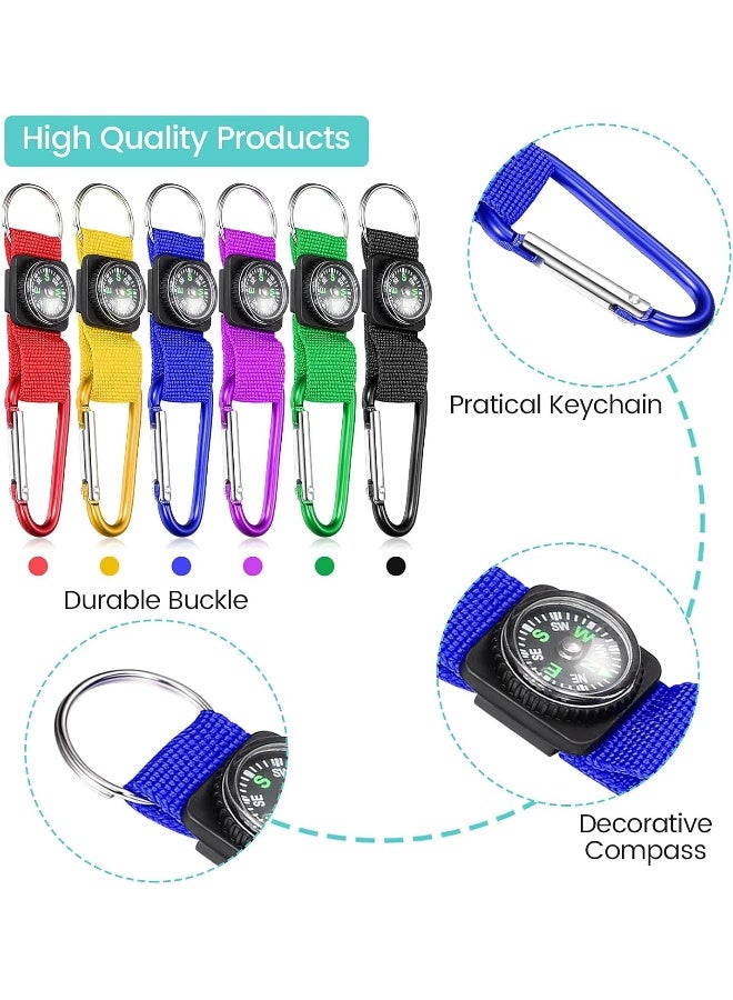 TOODOO 36 Pieces Compass Keychain Bulk Carabiner Belt Clips Adventure Explorer Party Favors Outdoors Camping Theme Birthday Party Favors School Map Project Prizes Toys for Kids - Image 2