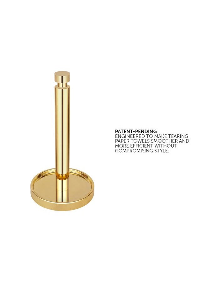 Ivilon Paper Towel Holder Stand - Steady and Easy Tear - Fits All Paper Towel Rolls - Gold Polished - Image 2