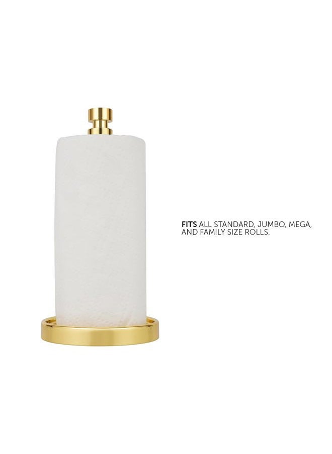 Ivilon Paper Towel Holder Stand - Steady and Easy Tear - Fits All Paper Towel Rolls - Gold Polished - Image 3