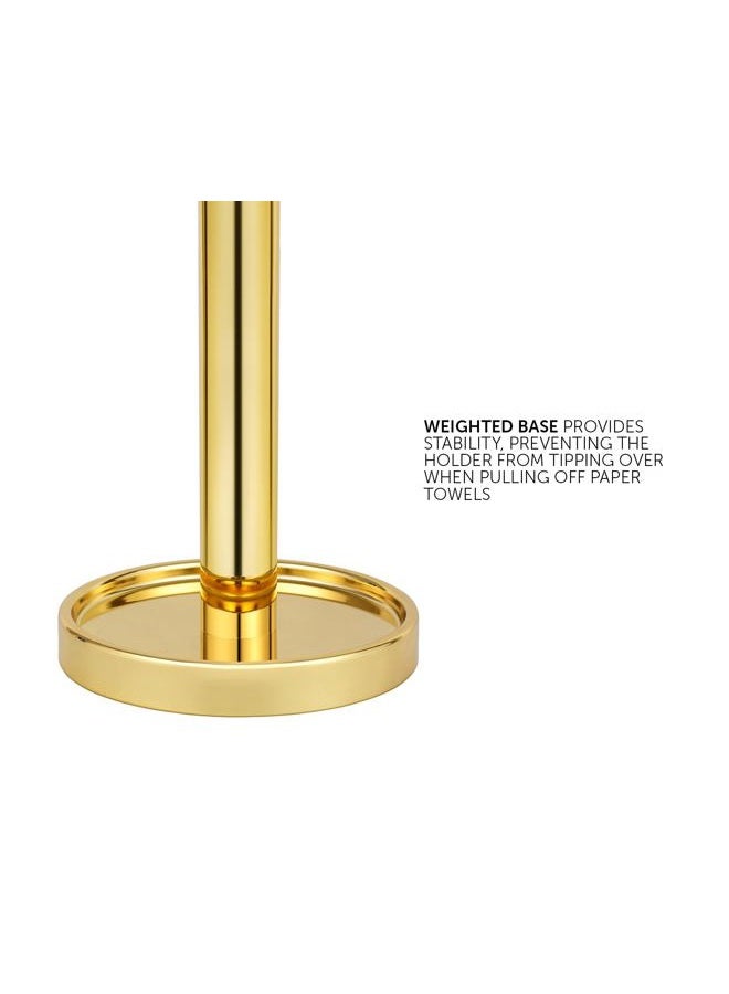 Ivilon Paper Towel Holder Stand - Steady and Easy Tear - Fits All Paper Towel Rolls - Gold Polished - Image 4