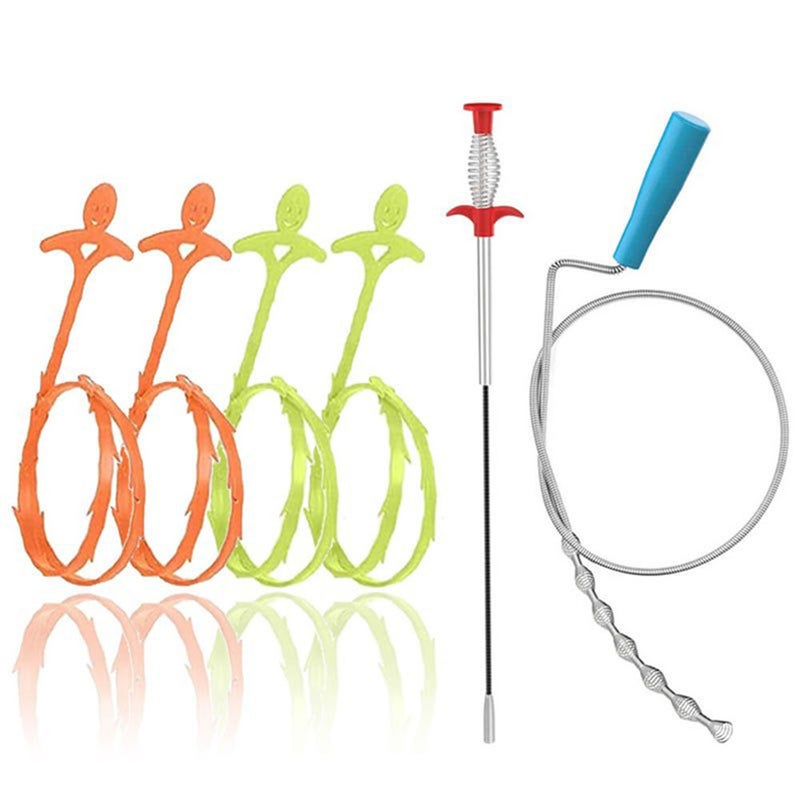 21inch Hair Drain Clog Remover Tool(4pcs), 24inch Drain Cleaner Sticks To Drain Hair Clog For Remover (2pcs), Drain Hair Remover Tool For Sewer, Toilet, Kitchen Sink, Bathroom Tub,(4+2) - Image 1
