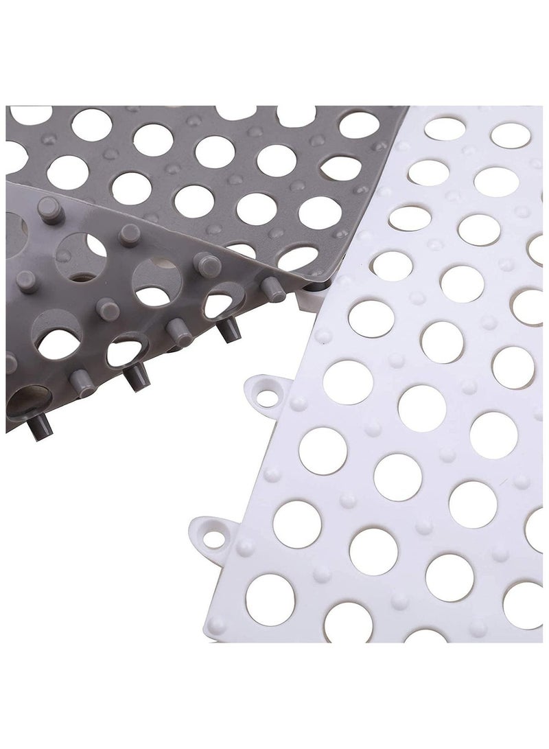 فولانري عبوة من 12 قطعة من بلاط الأرضيات المتشابك غير القابل للانزلاق والمزود بفتحات تصريف، مقاس 11.8 × 11.8 بوصة، سجادة أرضية ناعمة من مادة TPE لحمام الاستحمام مزودة بأكواب شفط وفتحات تصريف، مناسبة للحمام والمطبخ وحمام السباحة والمناطق الرطبة. - Image 3