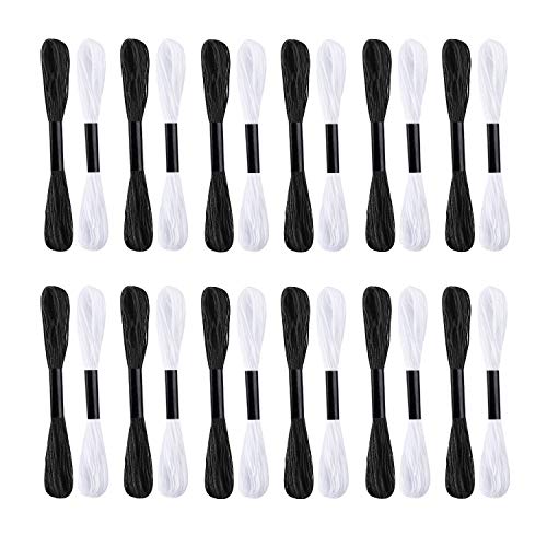 Peirich 96 Black White Skeins Stranded Cross Stitch Floss Friendship Bracelets String Embroidery Thread with 12 Pieces Floss Bobbins, Cross Stitch Project - Image 2