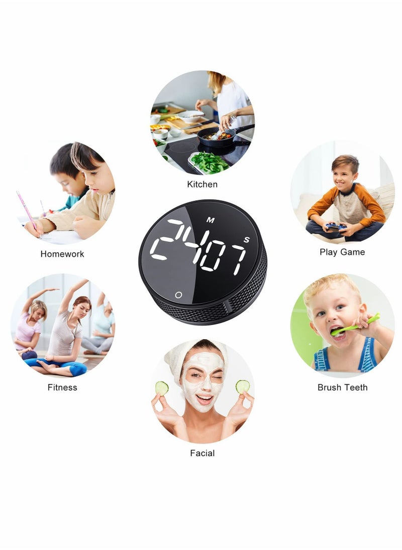 Y&D - Digital Kitchen Timers, Visual timers Large LED Display Magnetic Countdown Countup Timer for Classroom Cooking Fitness Baking Studying Teaching, Easy Kids and Seniors （Black） - Image 1