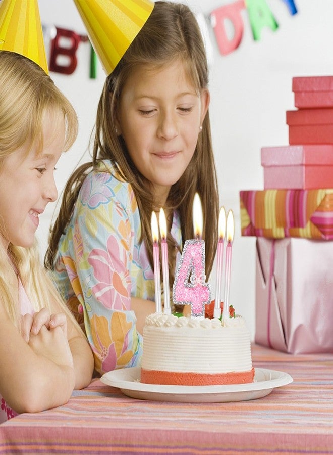 iNINGER Birthday Candle Pink 3rd Candles,Gold Glitter Pink Number Candles with Pearl Bow,Cake Number 3 Birthday Candles for Cake Happy Birthday Cake Topper for Anniversary Party Supplies - Image 5
