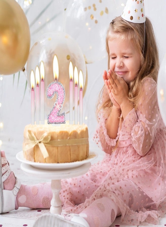 iNINGER Birthday Candle Pink 3rd Candles,Gold Glitter Pink Number Candles with Pearl Bow,Cake Number 3 Birthday Candles for Cake Happy Birthday Cake Topper for Anniversary Party Supplies - Image 4