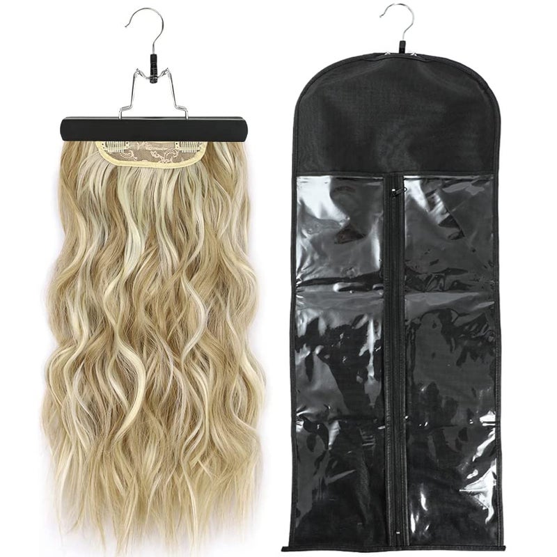 USHUIUS Hair Extension Holder Extra Long Wig Storage Bag with Hanger Wig Storage for Multiple Wigs Hairpieces Portable Wig Bags Storage Style Hair Travel Hair Extensions Bag 315 Inch 1Pcs Black