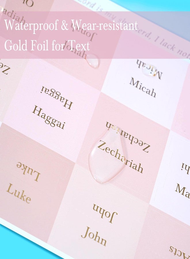 XKDOUS Pink Bible Tabs with Stickers, Laminated Gold Foil Large Print Bible Tabs for Women Men, 66 Bible Book Tabs for Old and New Testament, Additional 9 Blank Tabs for Study Bible (Ballet Pink) - Image 2
