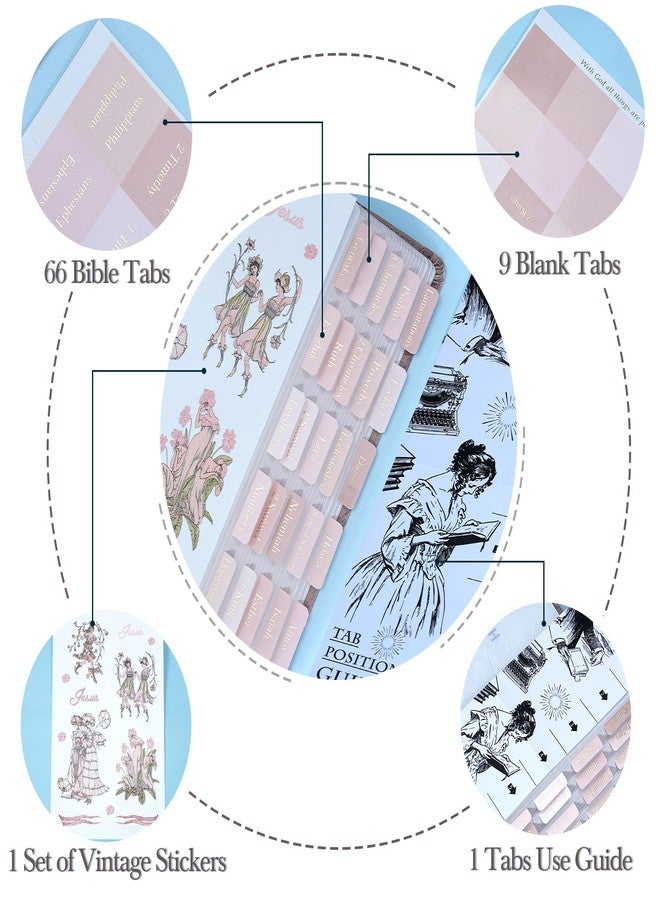 XKDOUS Pink Bible Tabs with Stickers, Laminated Gold Foil Large Print Bible Tabs for Women Men, 66 Bible Book Tabs for Old and New Testament, Additional 9 Blank Tabs for Study Bible (Ballet Pink) - Image 5
