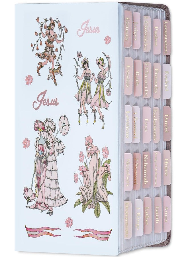 XKDOUS Pink Bible Tabs with Stickers, Laminated Gold Foil Large Print Bible Tabs for Women Men, 66 Bible Book Tabs for Old and New Testament, Additional 9 Blank Tabs for Study Bible (Ballet Pink) - Image 1