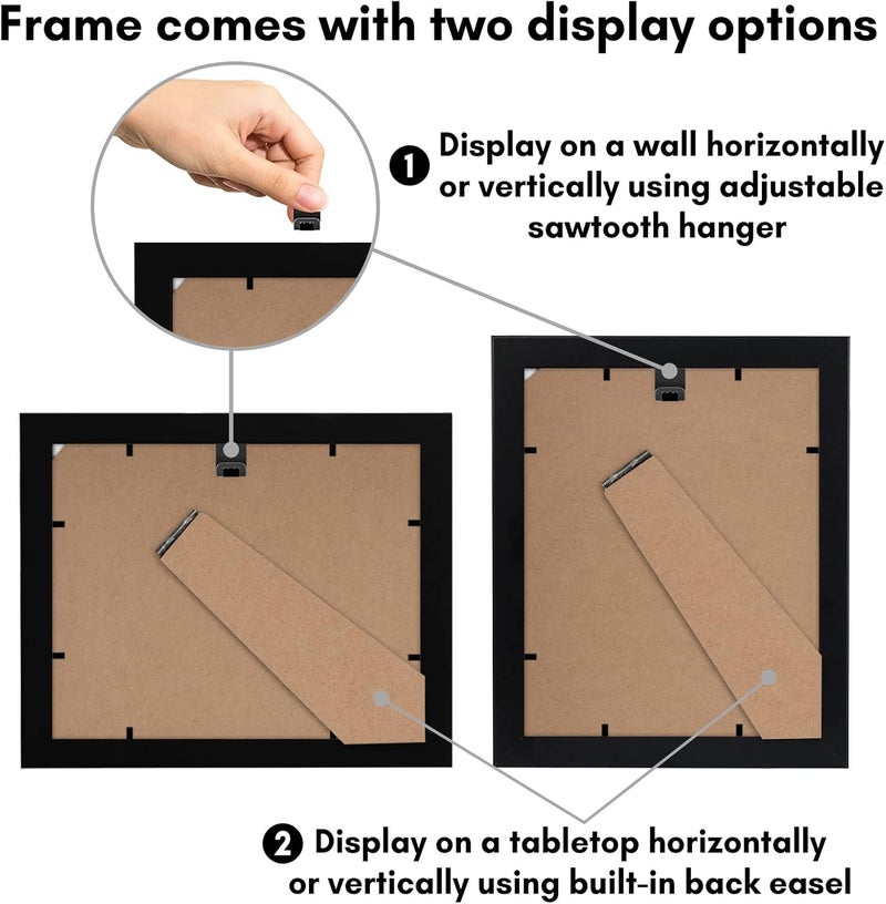 Americanflat 8x10 Picture Frame in Black - Engineered Wood with Shatter Resistant Glass - Horizontal and Vertical Formats for Wall and Tabletop - Image 4