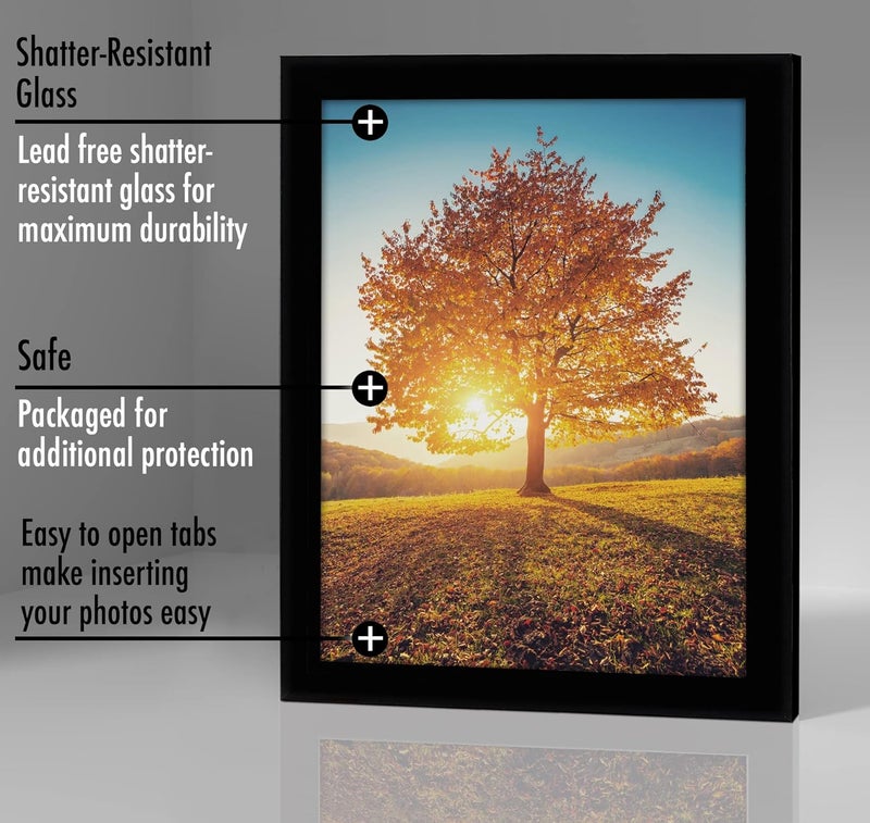 Americanflat 8x10 Picture Frame in Black - Engineered Wood with Shatter Resistant Glass - Horizontal and Vertical Formats for Wall and Tabletop - Image 3