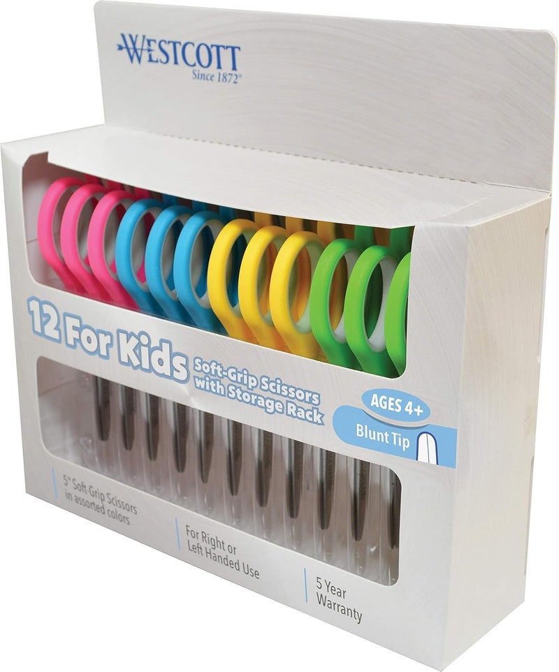Westcott Soft Handle 5 Kids Scissors Classpack Blunt Pack of 12 - Image 1