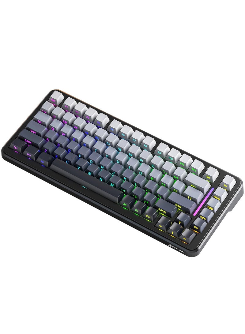 Attack Shark M86 83 Keys Wireless Mechanical Keyboard, 75% Gasket Hot Swappable Custom Keyboard, Side Printed PBT Keycaps, RGB Backlit, Pre-lubed Switches, BT/2.4GHz/ Wired Mechanical Gaming Keyboard - Image 2
