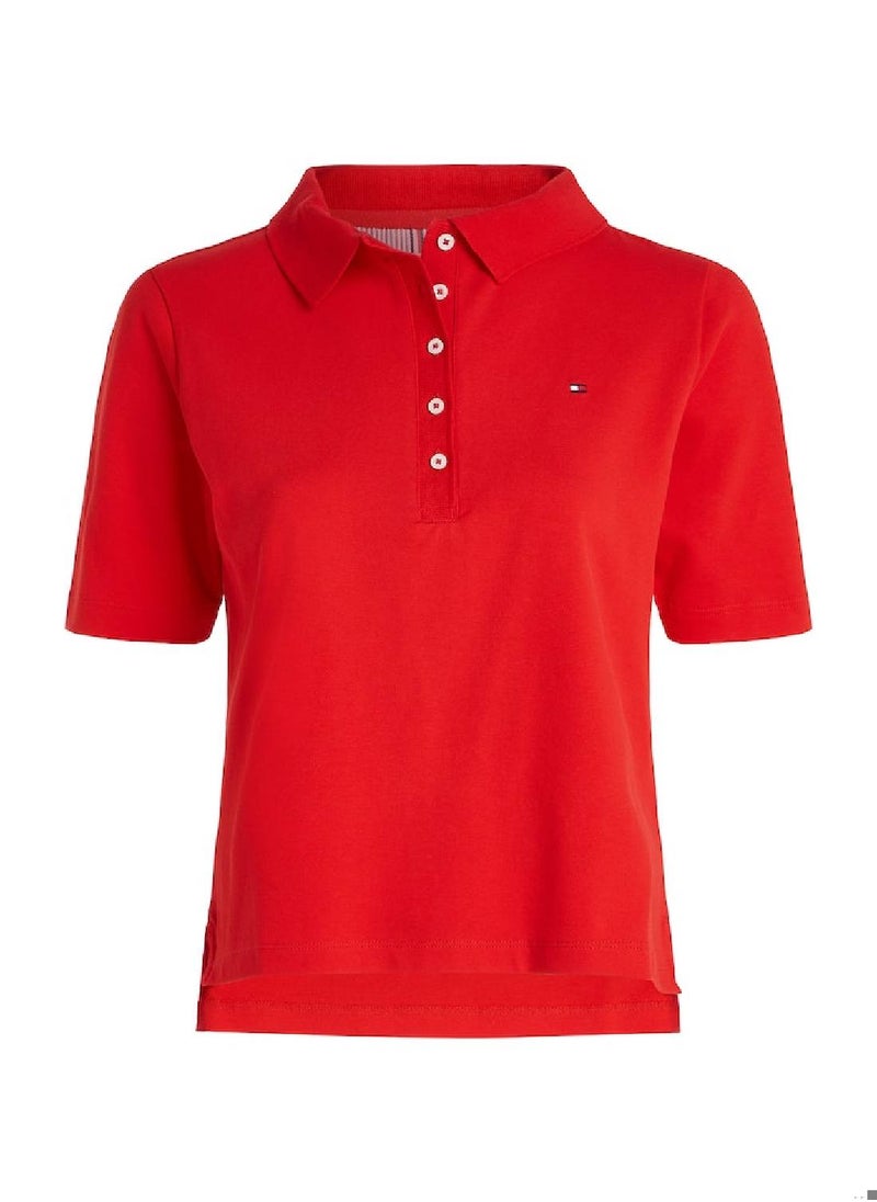TOMMY HILFIGER Women's 1985 Collection Regular Fit Polo, Red  - Image 1
