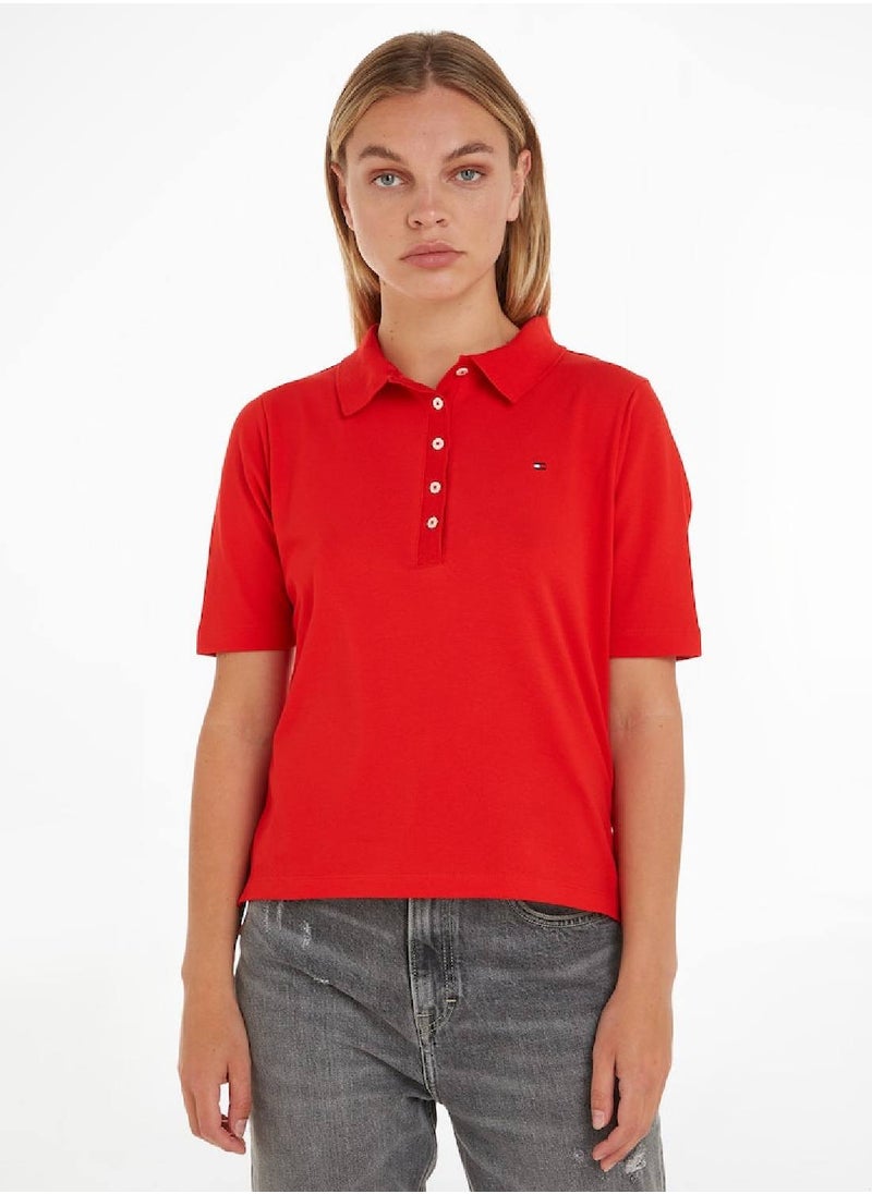 TOMMY HILFIGER Women's 1985 Collection Regular Fit Polo, Red  - Image 4
