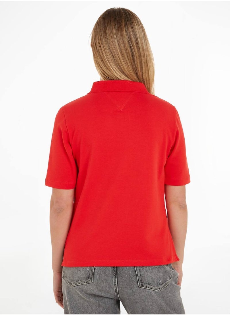 TOMMY HILFIGER Women's 1985 Collection Regular Fit Polo, Red  - Image 5